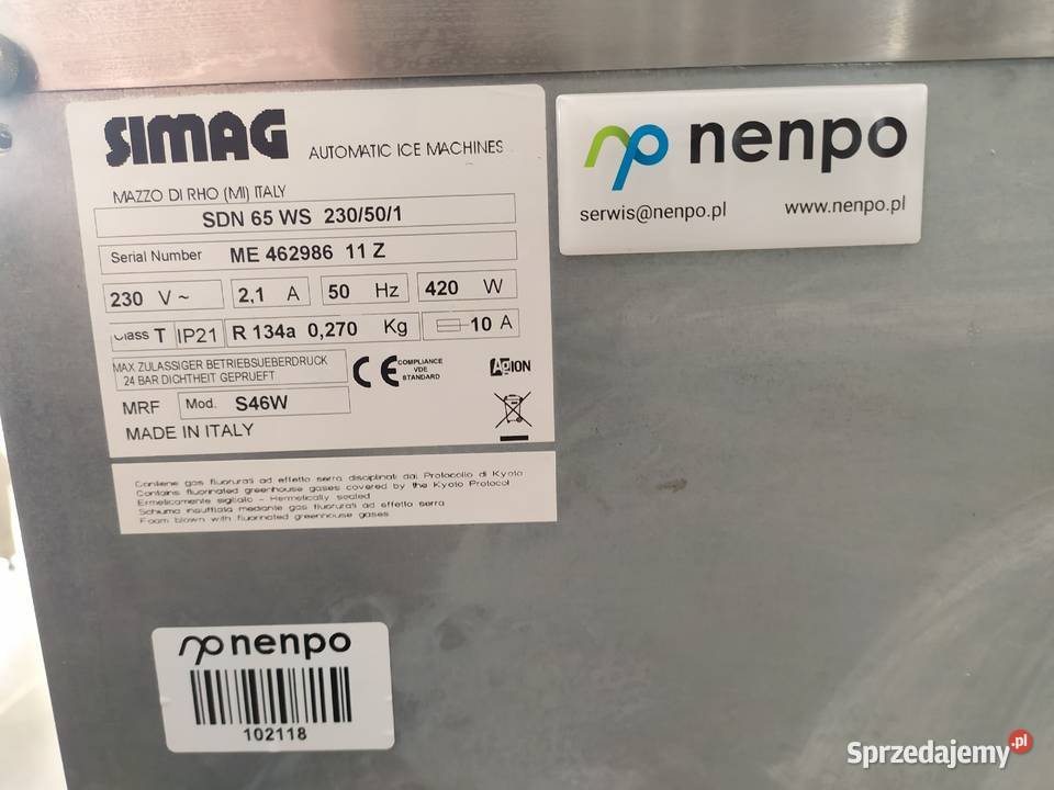 Kostkarka do lodu SIMAG SDN 65 WS 60 24h stal