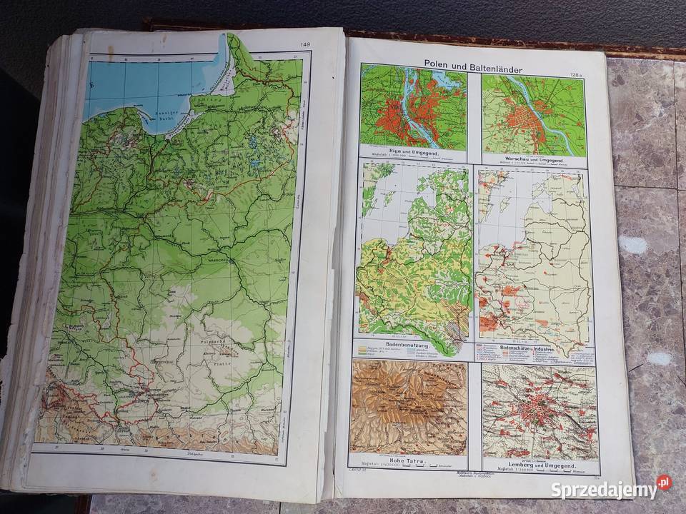 Stary przedwojenny atlas geograficzny niemiecki Tczew