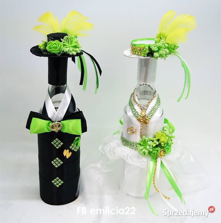 Szampański komplet Ślub Ubranka na butelki Zielona Góra