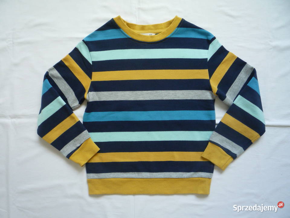HM 122128 Bluza Kolorowe pasy Ciepła niebieski