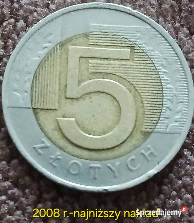 5 Złotych 2008 r najniższy nakład Konin