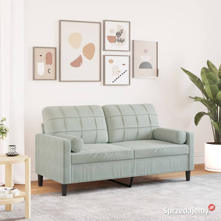 2osobowa sofa z poduszkami jasnoszara 140 Warszawa