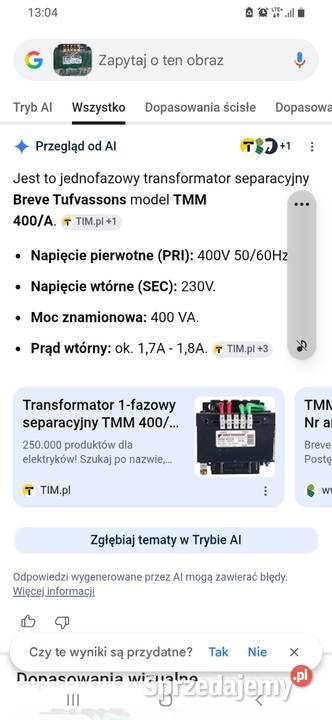 Transformator jednofazowy Zgierz
