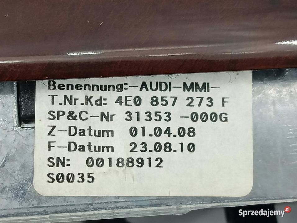 WYŚWIETLACZ WINDA 4E0857273F Audi A8 II 20022010 osobowe