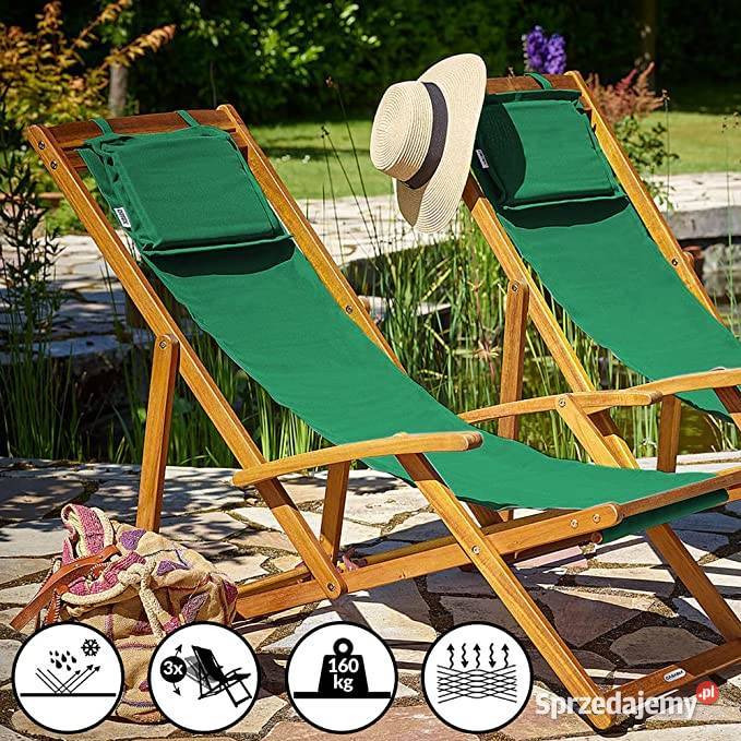 Leżak plażowy ogrodowy z drewna akacji składany Meble ogrodowe Zamość