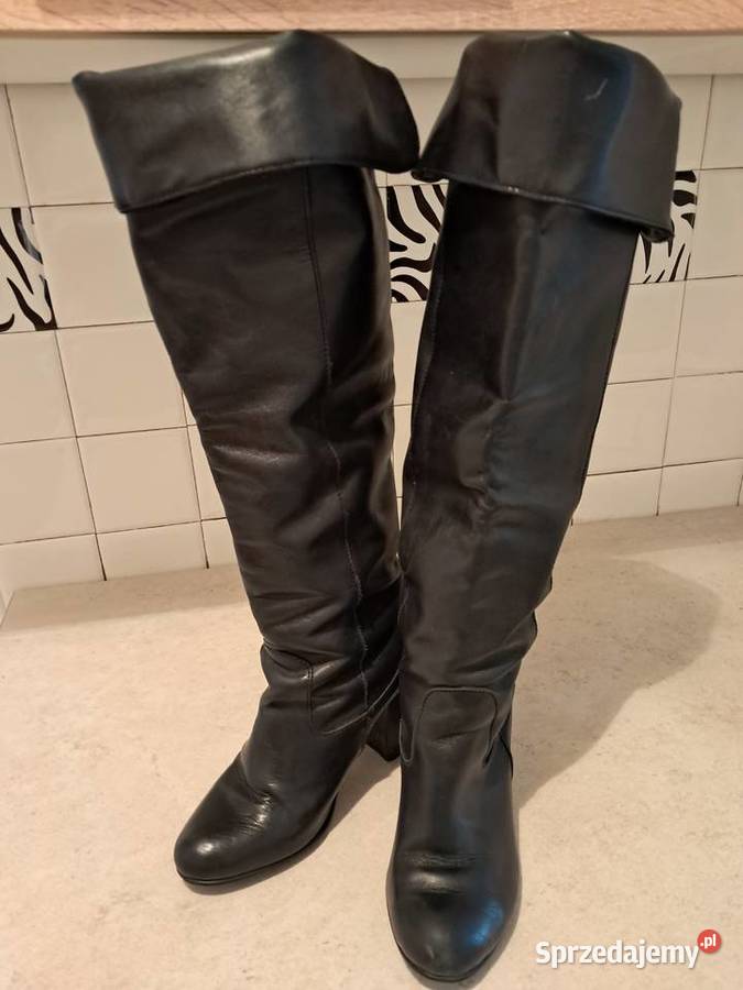 Buty damskie włoskie skórzane kozaki czarne Vera Kraków