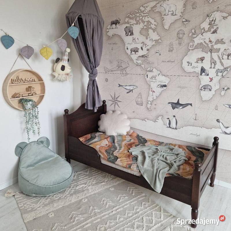 Łóżko drewniane stylowe boho OLLMEBEL Meble Kraków