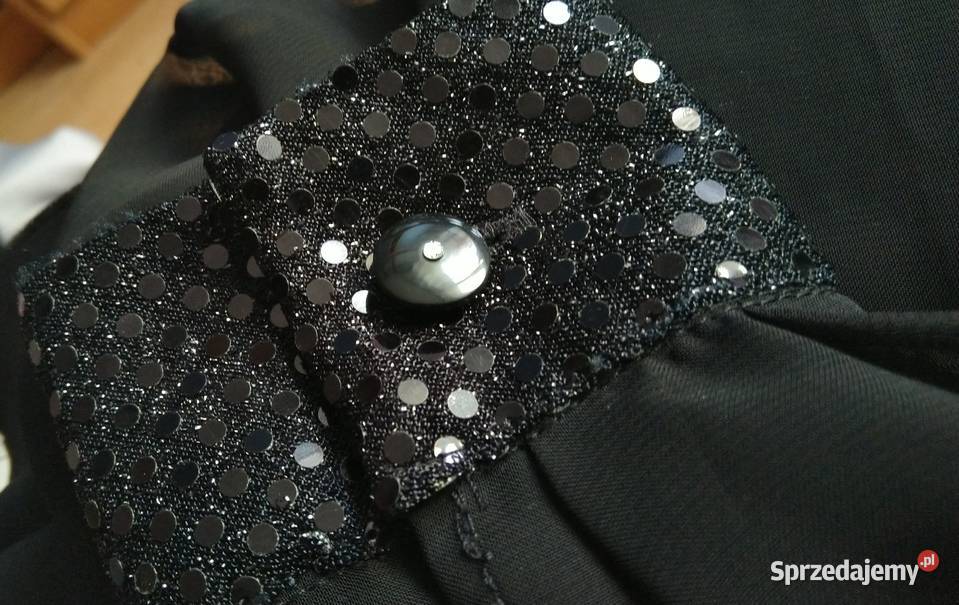 Czarna koszula mgiełka z kołnierzykiem cekiny