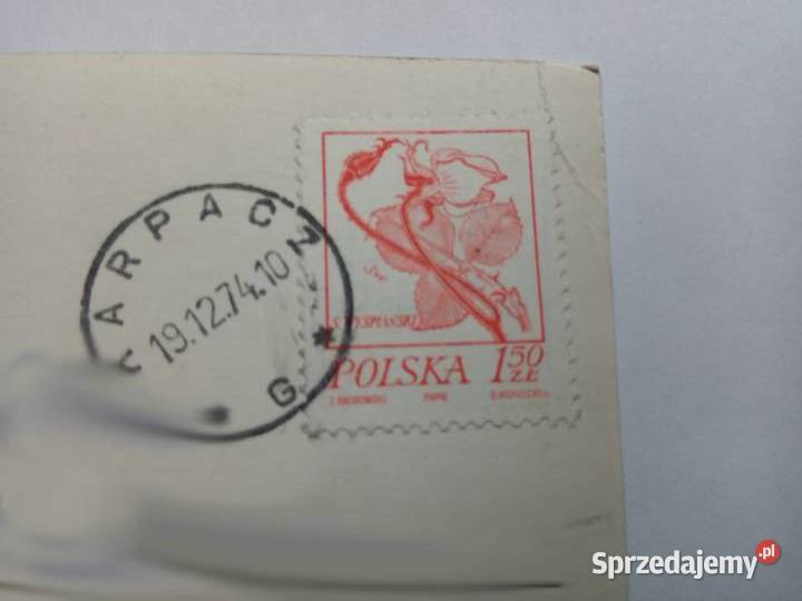 Pocztówka Wesołych Świąt 1974r Znaczek Dąbrowa Górnicza