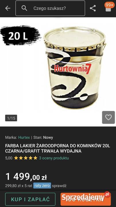 Farba 20l Żaroodporna Nowa Barpimo Thermobarp