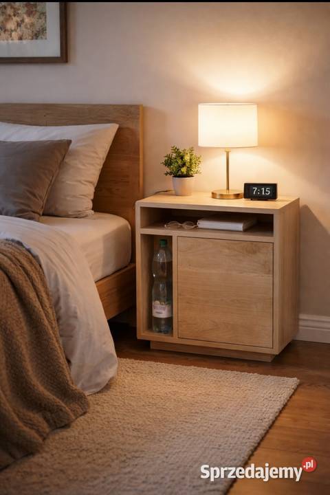 Stolik nocny z litego drewna dębowego Postolice