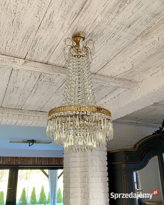 Francuski kryształowy Żyrandol 33 mosiądz 3 sprzedam