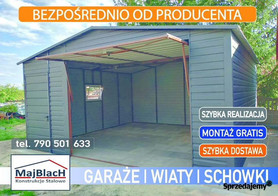 Garaż Blaszany GRAFITOWY Brama OKNA Garaże
