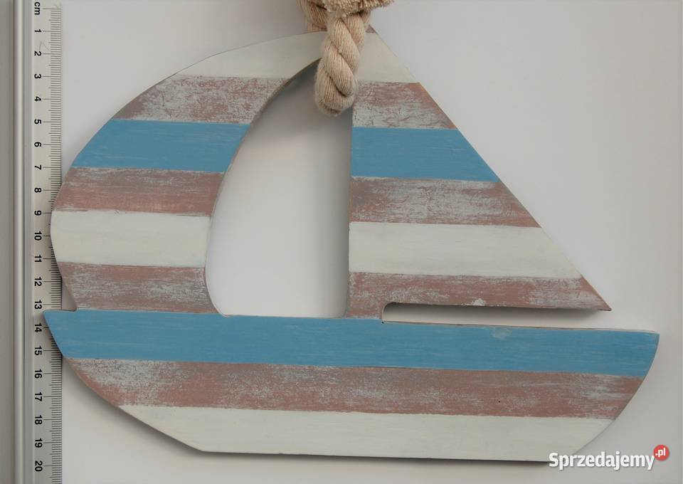Łódź żaglówka zawieszka drewniana marynistyczna Dekoracje i ozdoby Lublin