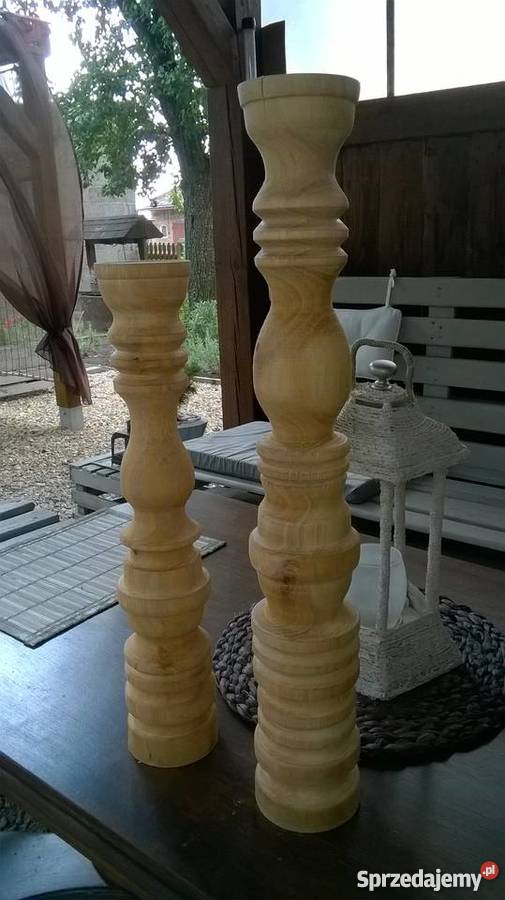 Świecznik drewniany ręcznie toczony rękodzieło Wieluń