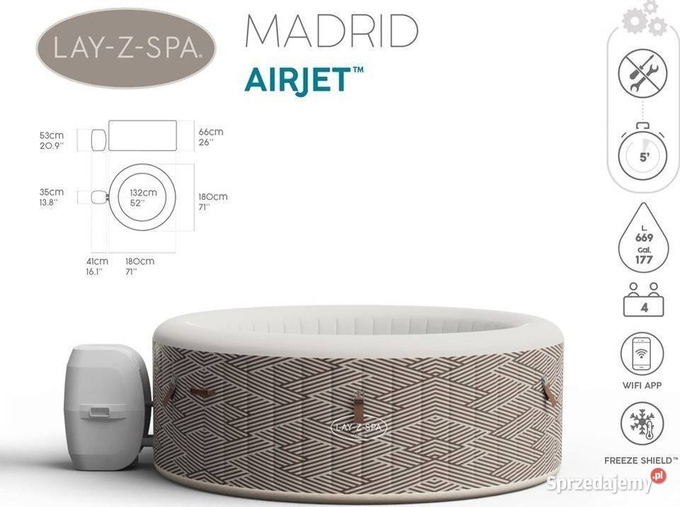 Jacuzzi ogrodowe Bestway 180x66 LayZSpa Madrid Wschowa