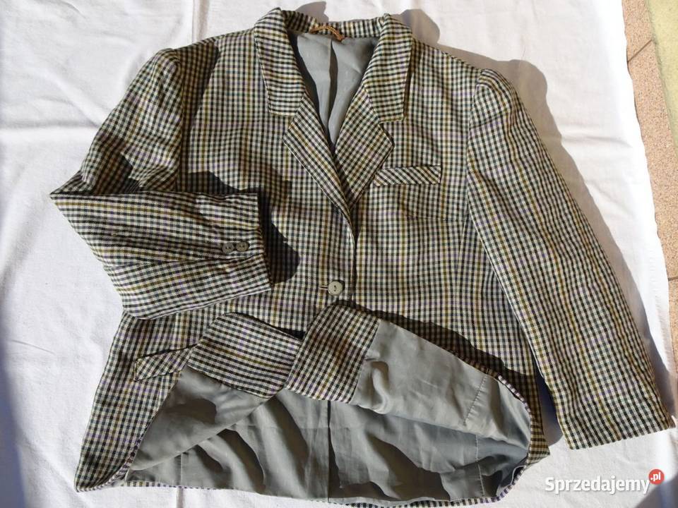 Marynarka damska wełniana wełna 46 48 vintage brązowy/beżowy Nowy Sącz