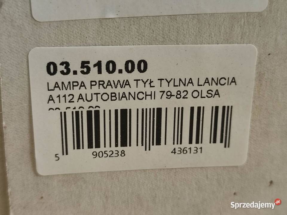 LAMPA PRAWY TYŁ LANCIA A112 AUTOBIANCHI 19791982 osobowe lubelskie