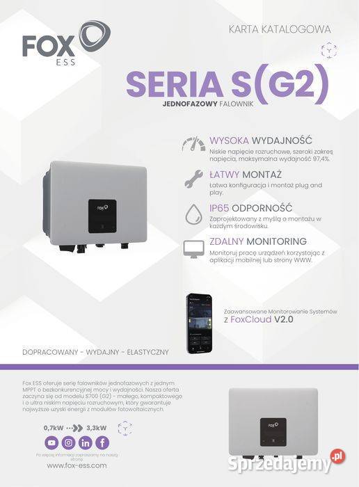 Falownik fotowoltaiczny FoxESS S2500 G2