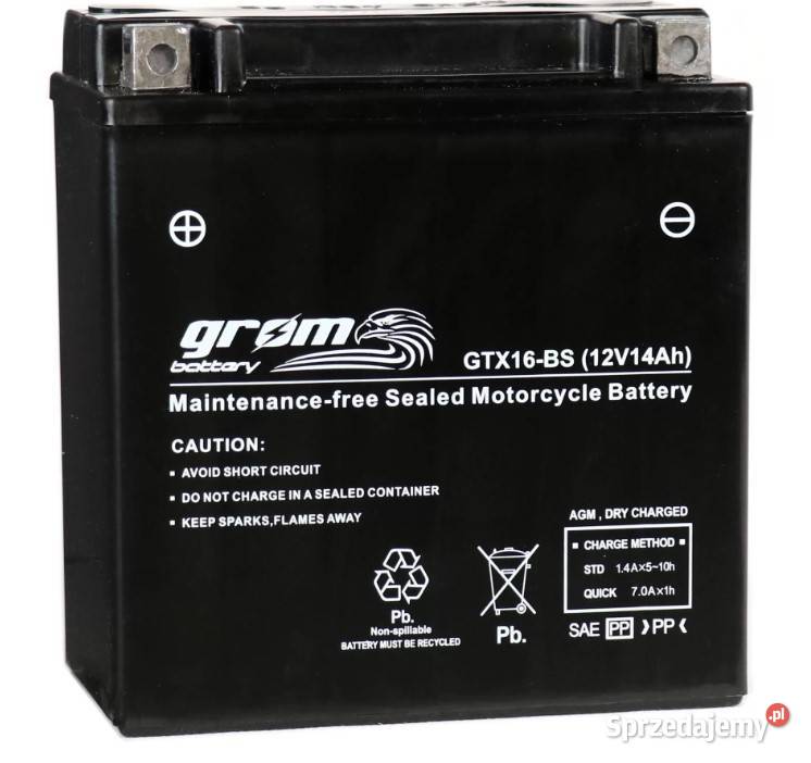 Akumulator motocyklowy GROM GTX16BS YTX16BS 12V Wałbrzych sprzedam