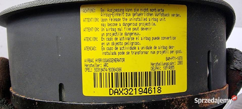 PODUSZKA AIRBAG OPEL MERIVA A 93319474 Lipno sprzedam