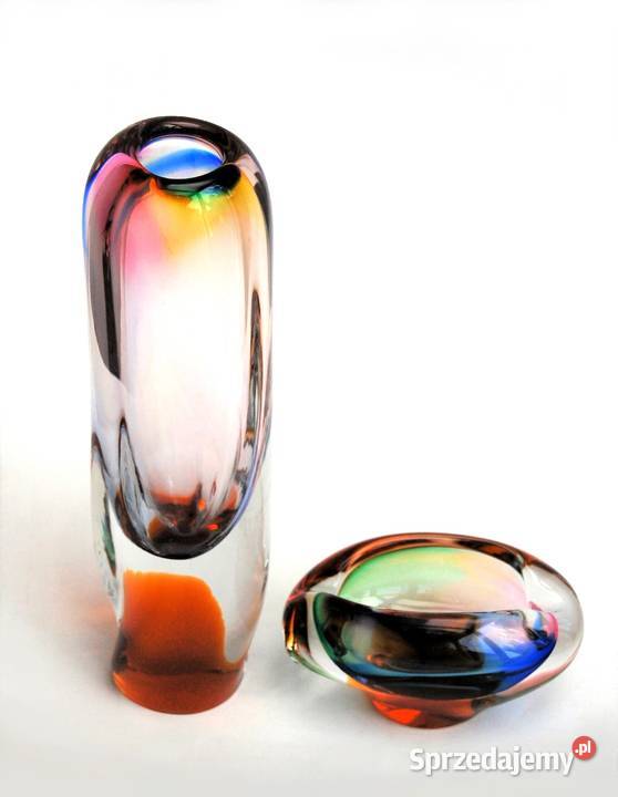 Wazon i popielniczka szkło kryształ Bohemia Lublin