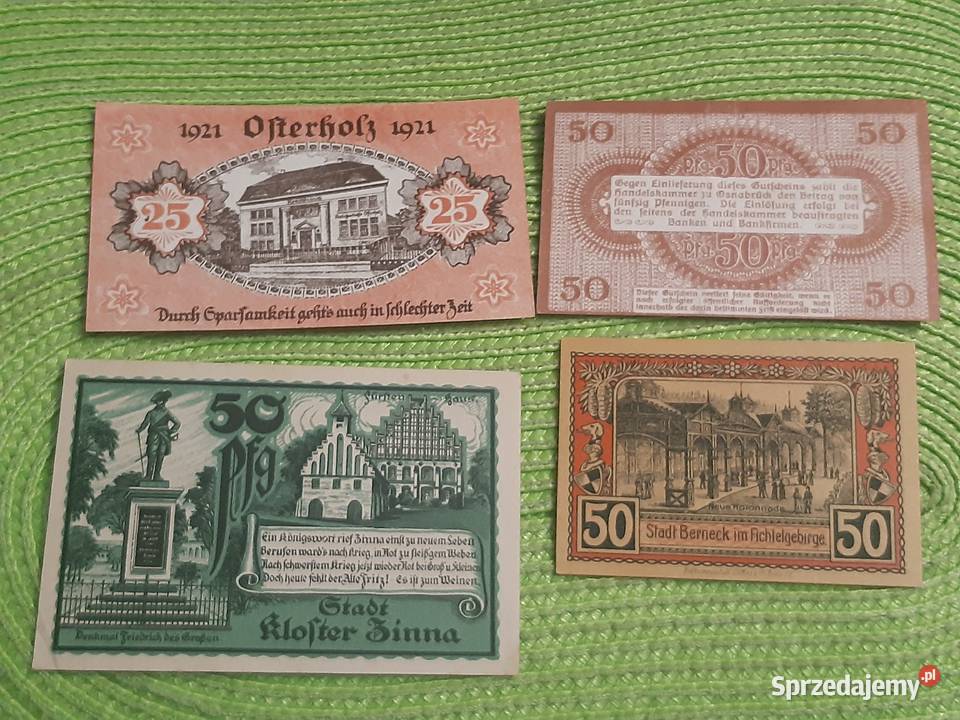 zestaw banknotów zastępczych niemieckich podlaskie Łomża