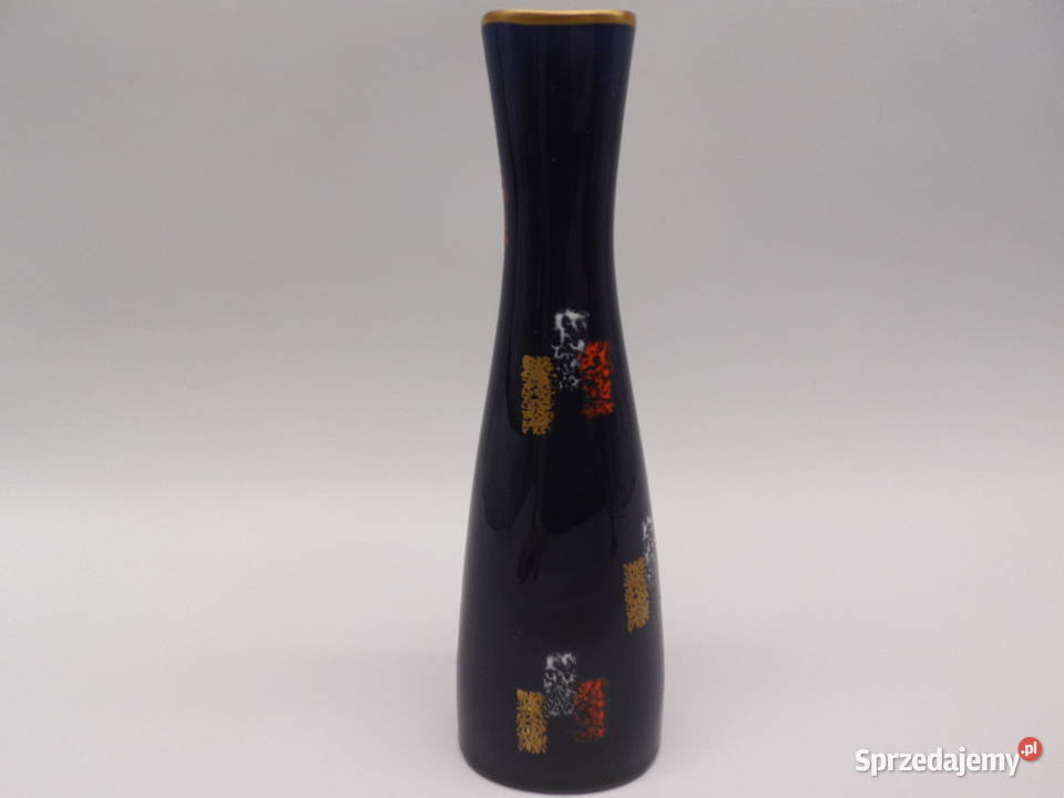 Wazon Porcelanowy ECHT KOBALT Złoto MidCentury wielkopolskie Raszków