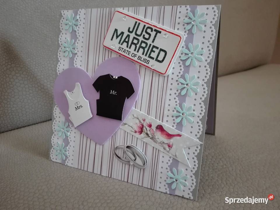 Kartka na Ślub wykonana ręcznie Rękodzieło Sosnowiec
