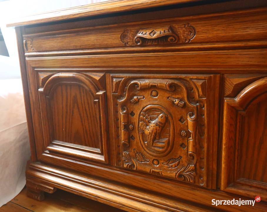Duża drewniana rzeźbiona komoda skrzynia sprzedam