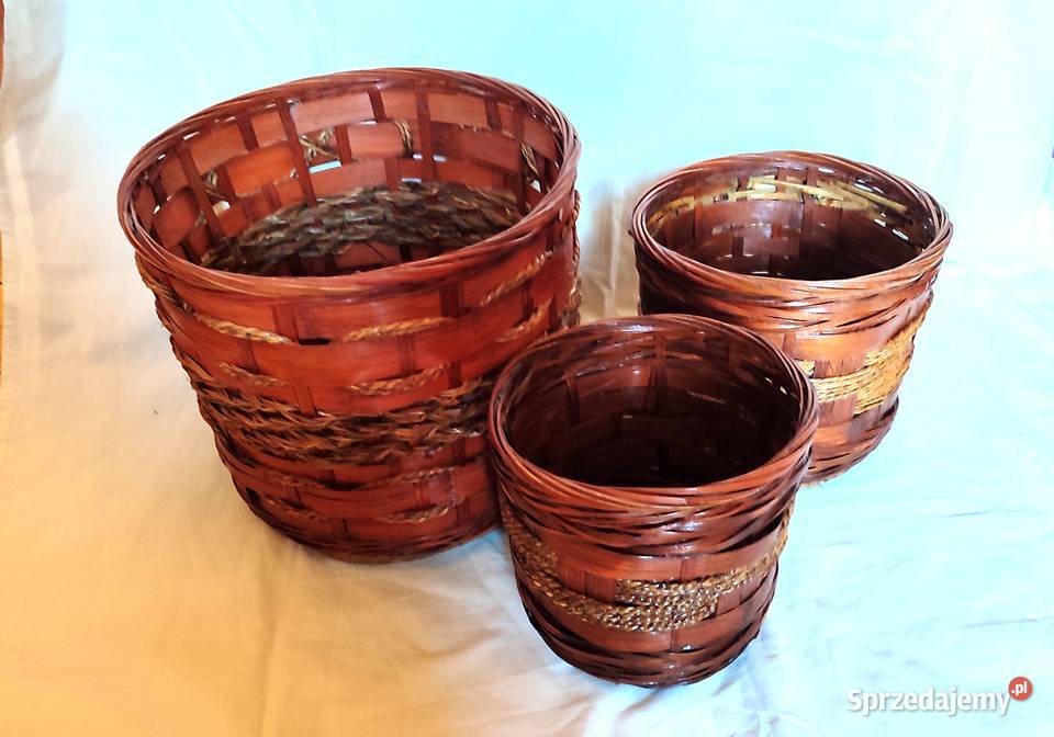 Zestaw plecionych doniczek osłonek kosz Doniczki i osłonki Gdańsk