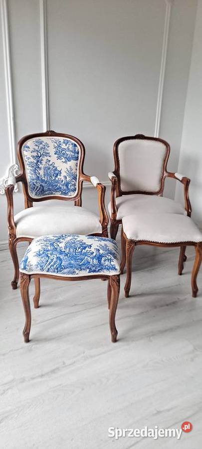 Stylowy jasny kremowy fotel krzesło Ludwik Dom i Ogród Szczecin