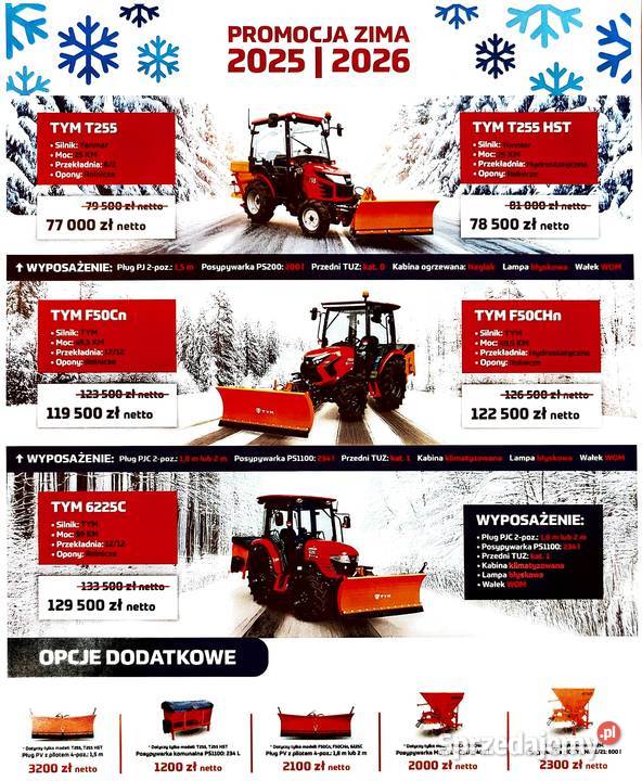 Ciągnik rolniczy TYM T255 25 4x4 Odśnieżanie Piotrków Trybunalski