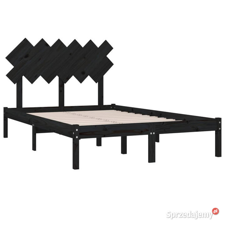 Rama łóżka czarna lite drewno 135x190 WM3104847 Łóżka