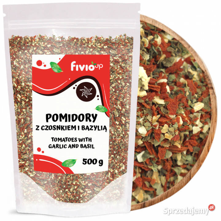 Pomidory z czosnkiem i bazylią 500g Brzozów