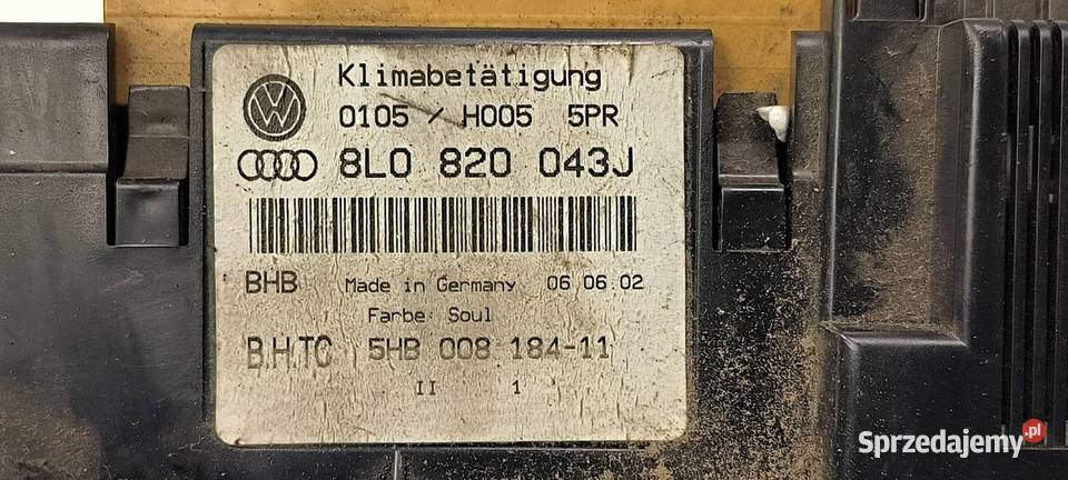 PANEL KLIMATYZACJI AUDI A3 8L 8L0820043J Lipno