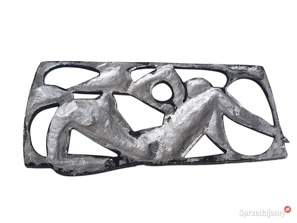 Stara ścienna płaskorzeźba z aluminium akt śląskie Cieszyn