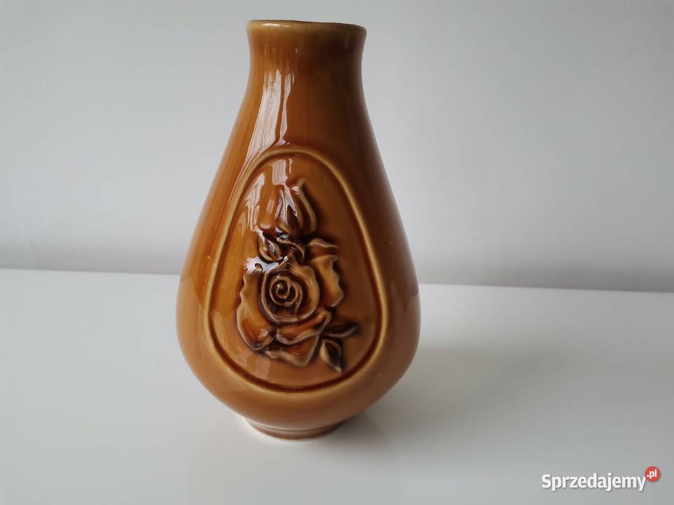 Stary wazon z Różą porcelt Pruszków design PRL
