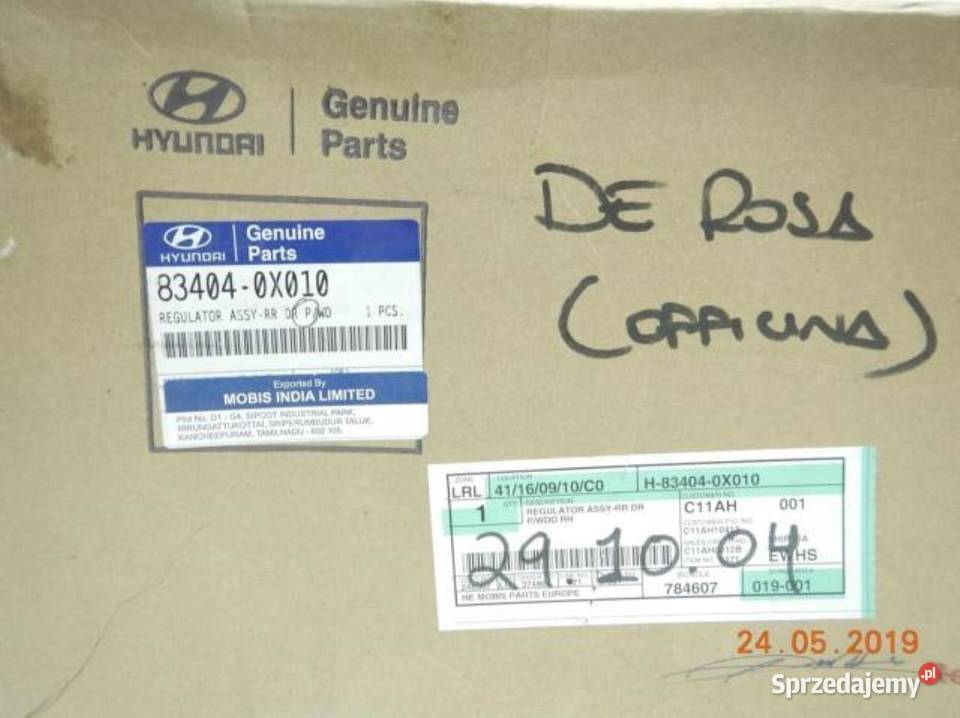 MECHANIZM PODNOŚNIK SZYBY PRAWY TYŁ HYUNDAI I10 Mechanizmy opuszczania szyb sprzedam