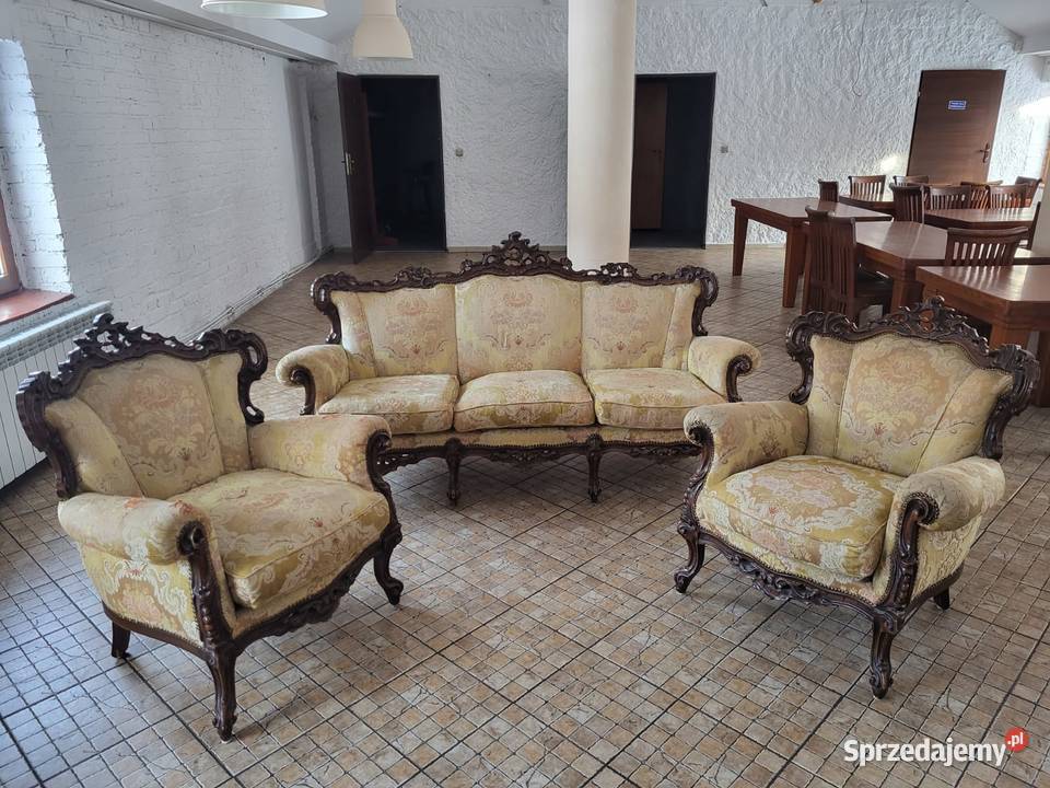 Wypoczynek sofa z dwoma fotelami piękny antyczny