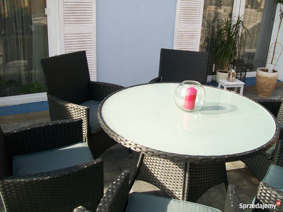 Meble ogrodowe 61 rattan fotel czarny Bosutów