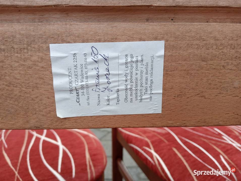 Transport Stół rozkładany 4 krzesła długość 154 77cm