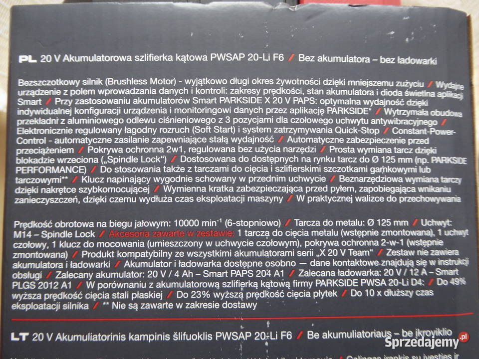 Szlifierka kątowa PARKSIDE PERFORMANCE PWSAP Szlifierki kątowe warmińsko-mazurskie