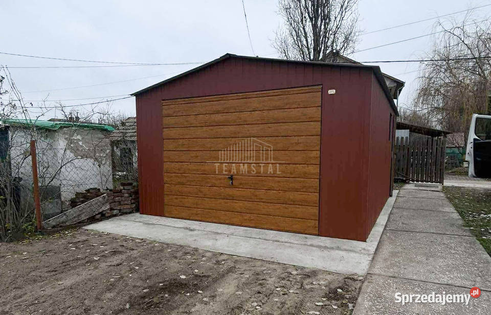 Garaż blaszany 45x6m brama uchylna drzwi okno Dobre Miasto
