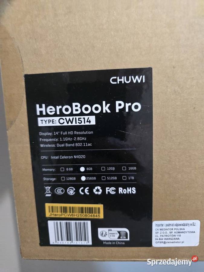 Laptop CHUWI HeroBook Pro 141 IPS NOWY Intel Celeron  Świdnica Polska