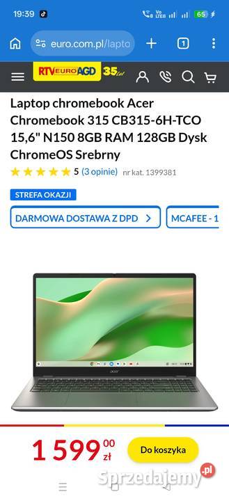 Nowy Laptop Acer Chromebook Janowiec Wielkopolski sprzedam