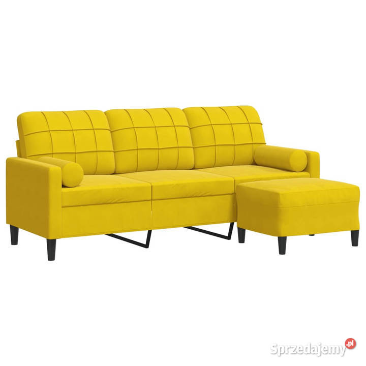 3osobowa sofa z podnóżkiem żółta 180 aksamit mazowieckie Warszawa