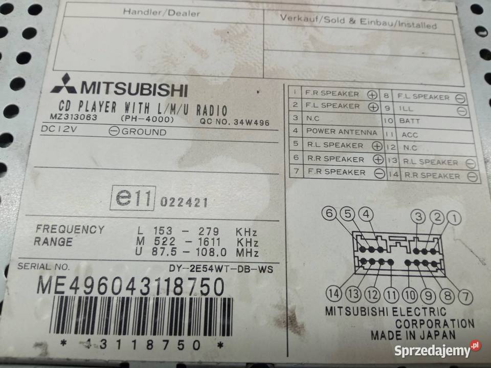 RADIO FABRYCZNE MZ313063 Mitsubishi Grandis I