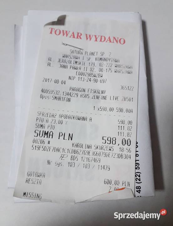 ASUS ZENFONE LIVE A007 KOMPLET wielkopolskie Konin