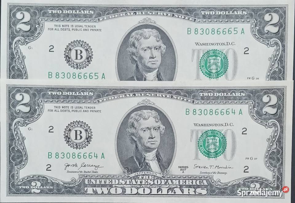 2 x 2 USA 2017 r men Bseria A Thomas Numizmatyka Konin